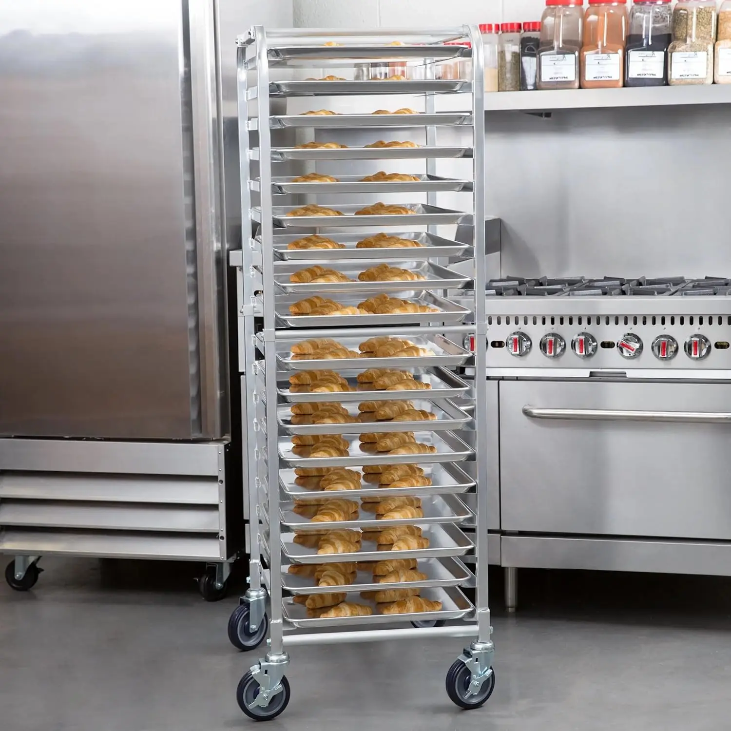 Bakers Rack with Wheels, Commercial Bun Pan Rack for Restaurant, Kitchen, Aluminum Baking Sheet Pan Rack (20