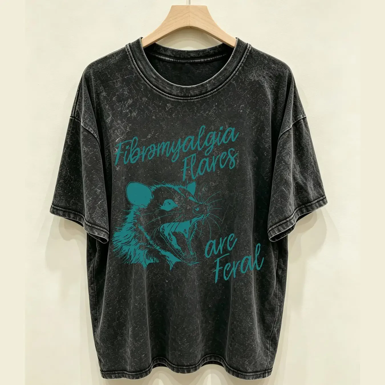 washed T Shirt Chronic Illness Spoonie Fibromyalgia Flare Feral Girl Summer Awareness Hidden Disability Invisible vintage