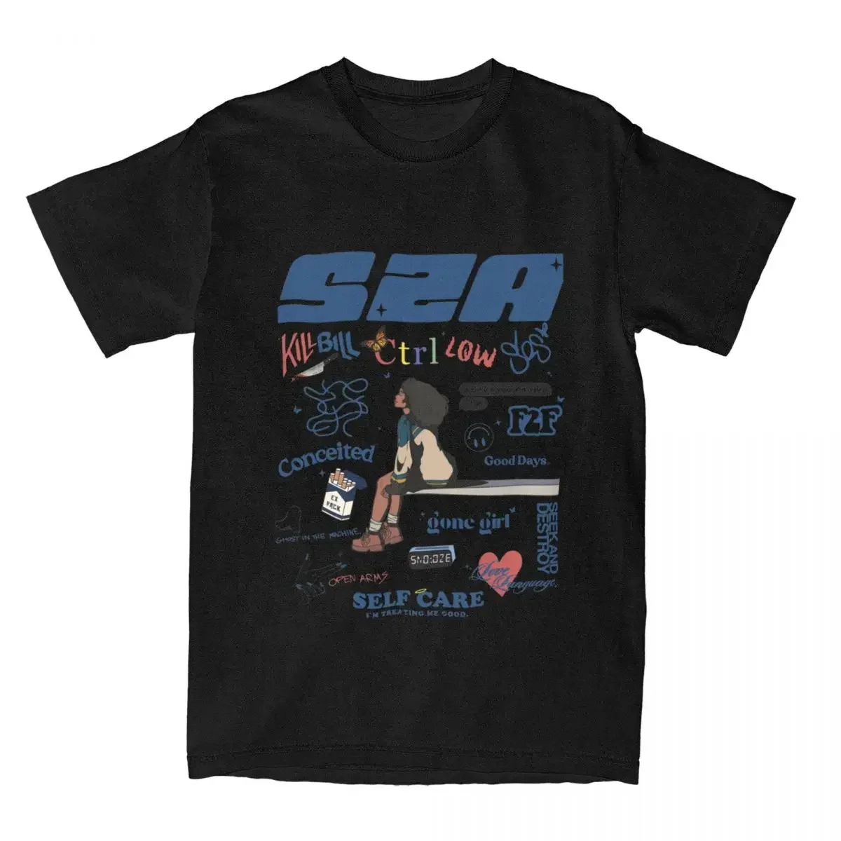 SZA SOS Song t-shirt uomo donna 100% cotone Plus Size o-collo Harajuku oversize Casual Vintage stampato Harajuku Unisex Tees