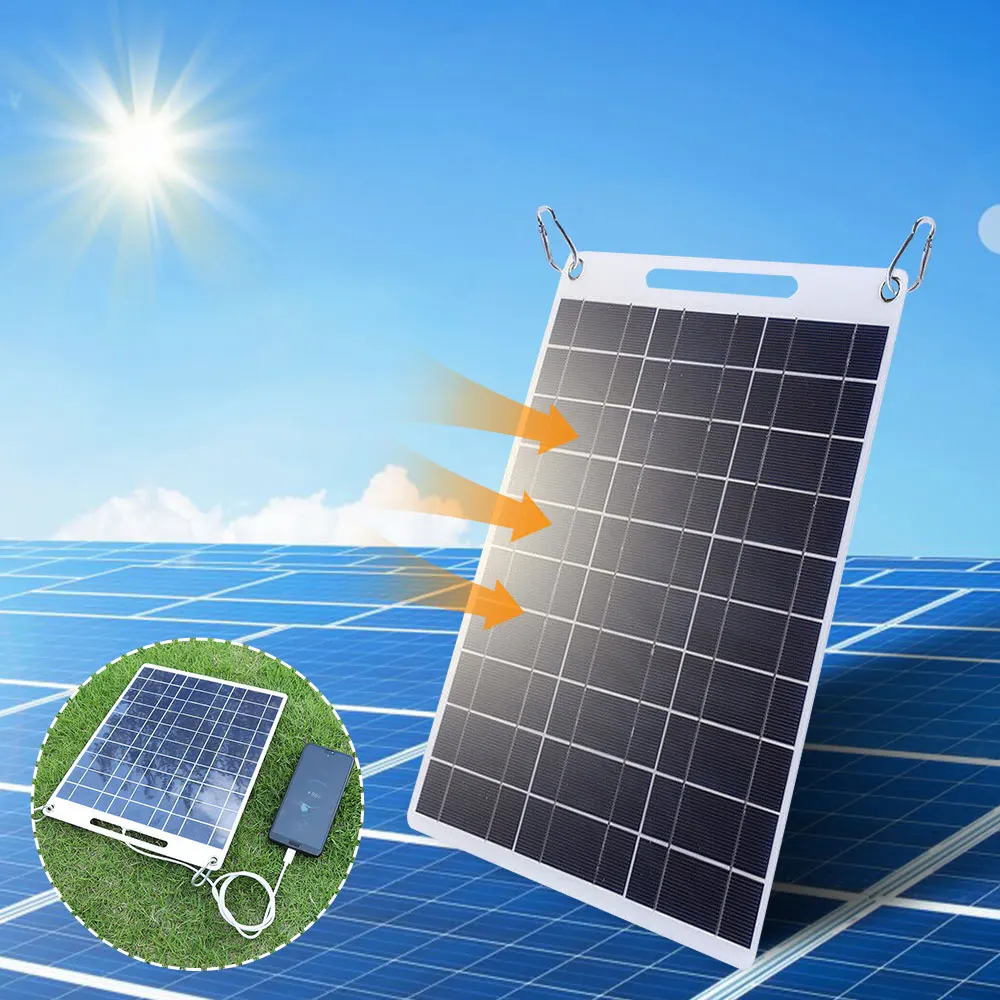 30W Solar Panel Portable 5V Dual USB Fast Charg Panel Kit Outdoor Emergency Charging Battery Camping Hiking Travel Solar Panel