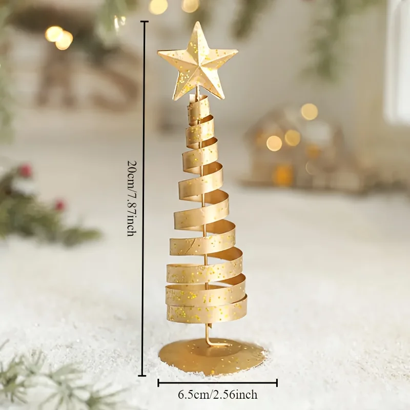 Iron Golden Christmas Tree Decoration Festive Tabletop Ornament Holiday Home Decor Xmas Tree Figurine Christmas Party Decoration