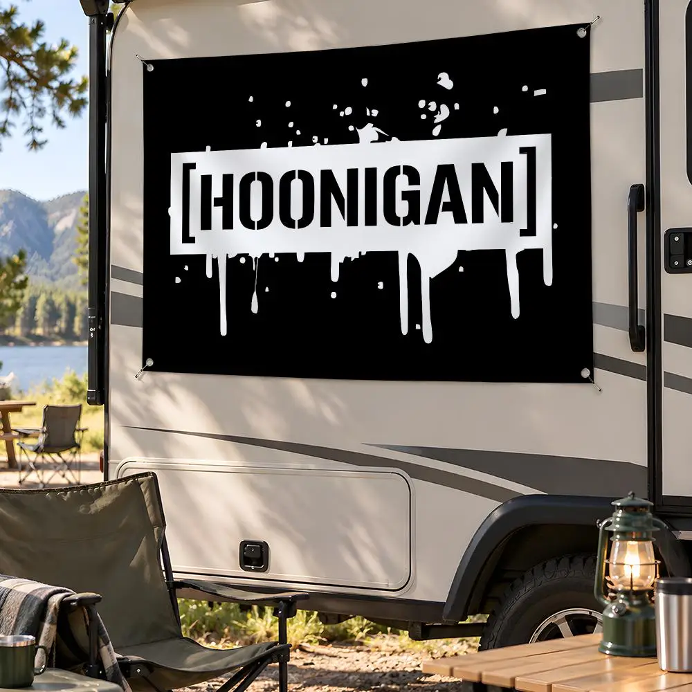 Brand Motorsport Hoonigan Flags Fan Flag Banner Wall Hanging Outdoor Yard Camping Dorm Garage Party Home Decor Gift
