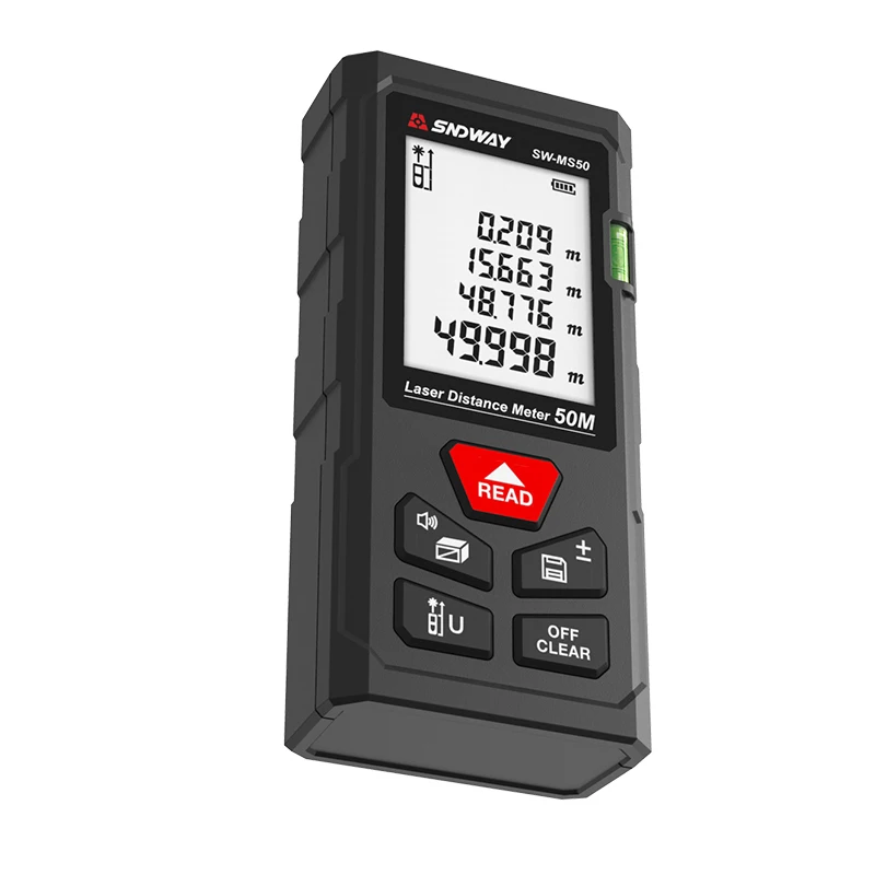 SNDWAY New Rangefinder 50m 70m 100m High Stability Precision Laser Distance Meter 99 Data Storage Area Pythagorean Measurement