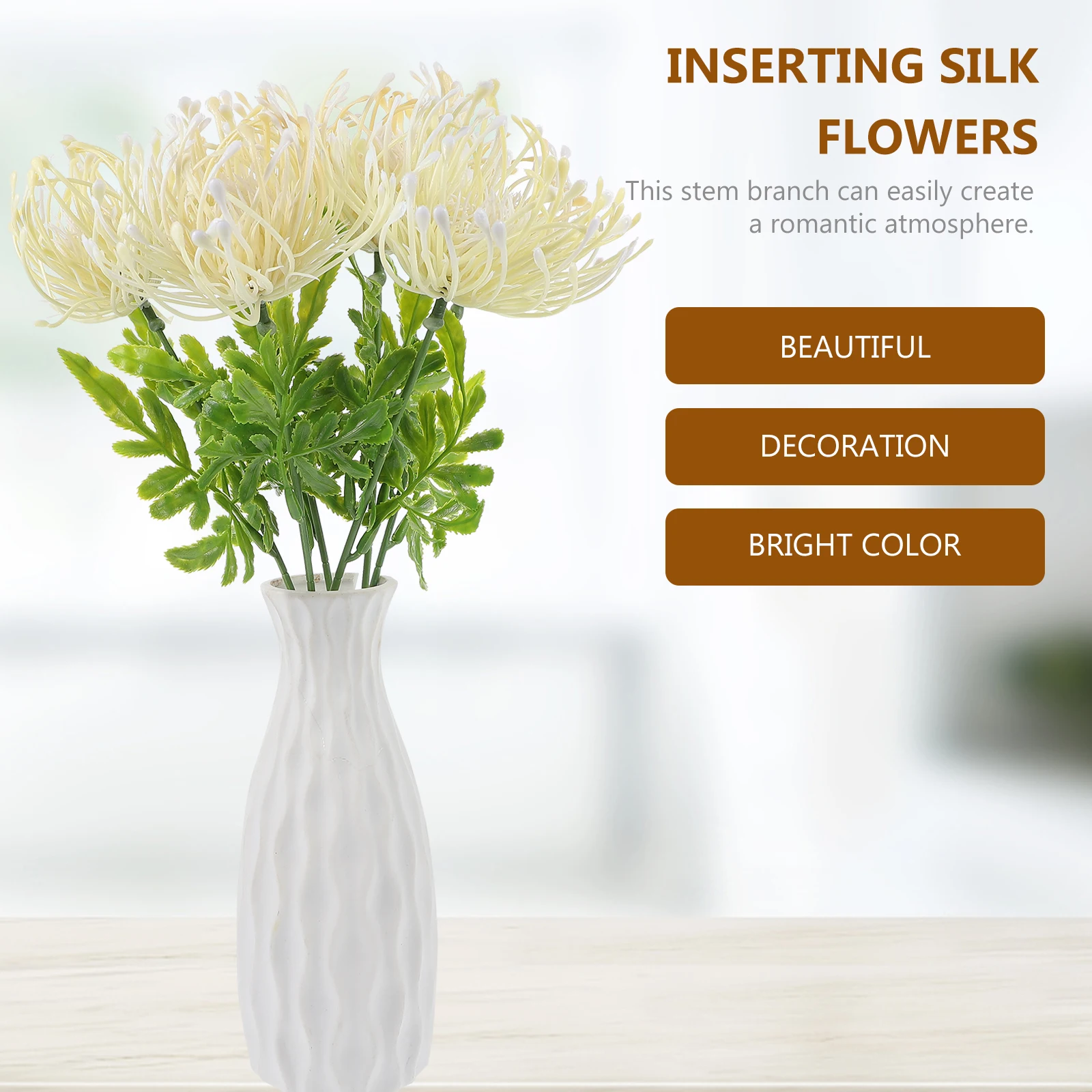 

6pcs Artificial Flower Stems Yellow Lifelike Fake Flowers For Home Party Decor Diy Table Centerpieces Wedding Bouquet Simulation