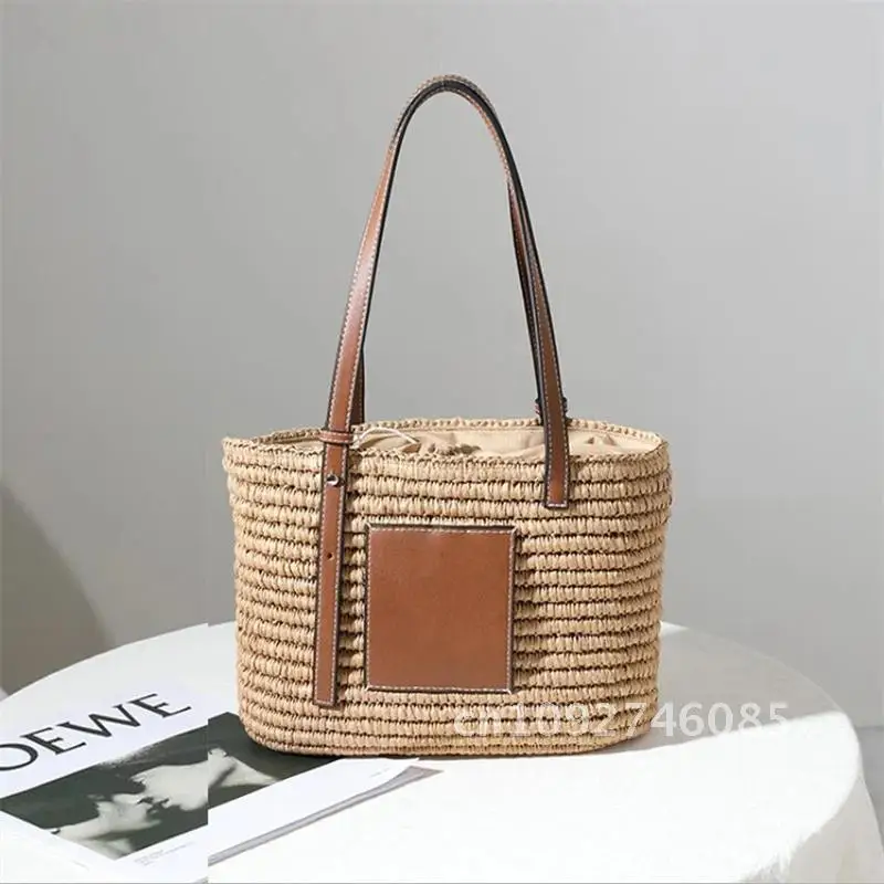 

2021 IL00609 Hand-made Straw Handbag Fashion One-shoulder Bag New Rattan Women for All-match Shopping Bag Bag Square