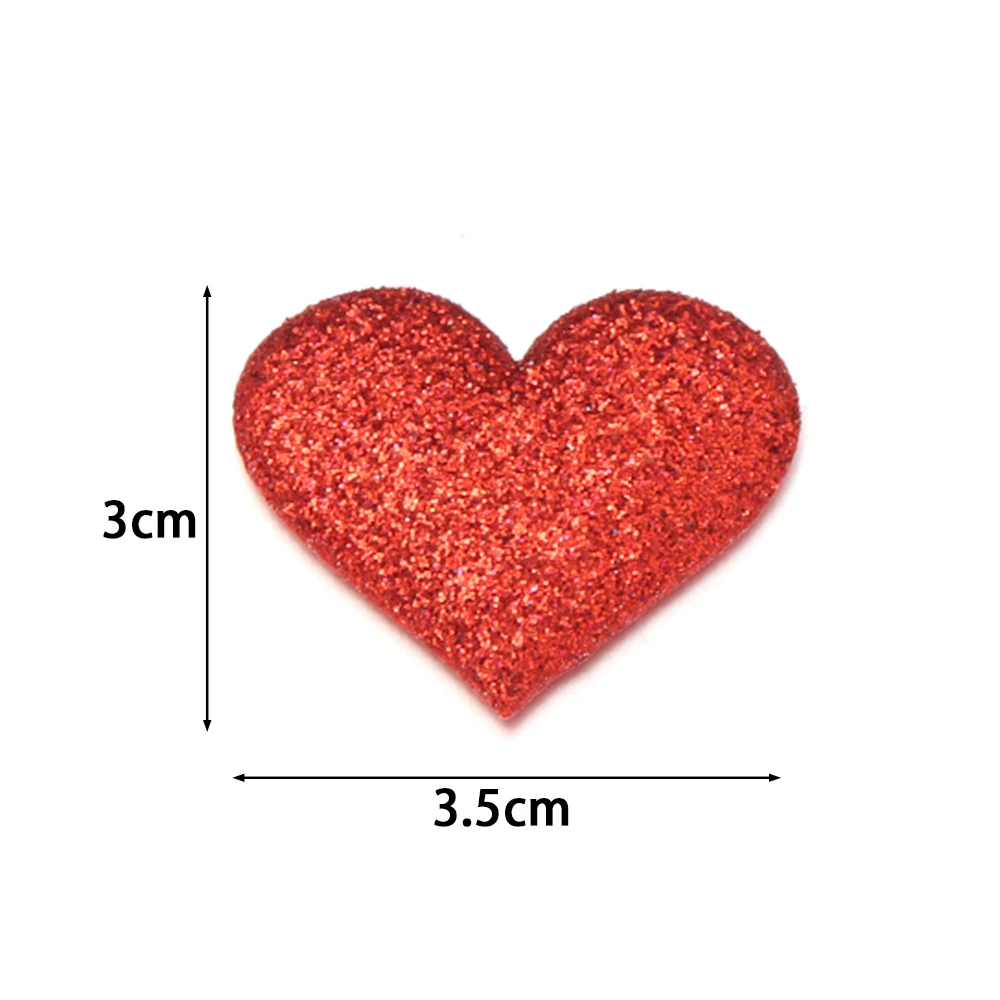 30/60Pcs Polyester Glitter Colorful Heart Adhesive Appliques For DIY Hair Clips Clothing Hat Decor Sewing Craft Accessories