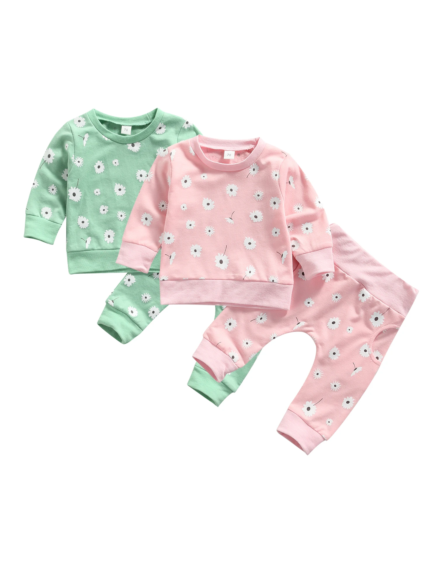 Infant Sweater and Trousers Set with Floral Pocket Detail Elastic Waistband Ideal for Spring and Autumn Wear