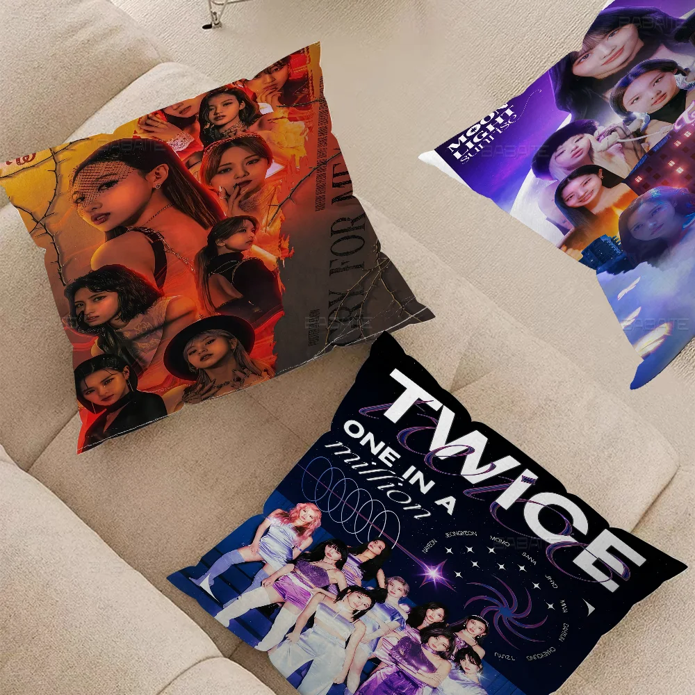 Kpop T-twice Girls Personalized Picture Text Home Decorative Pillows Household Gifts 45x45cm