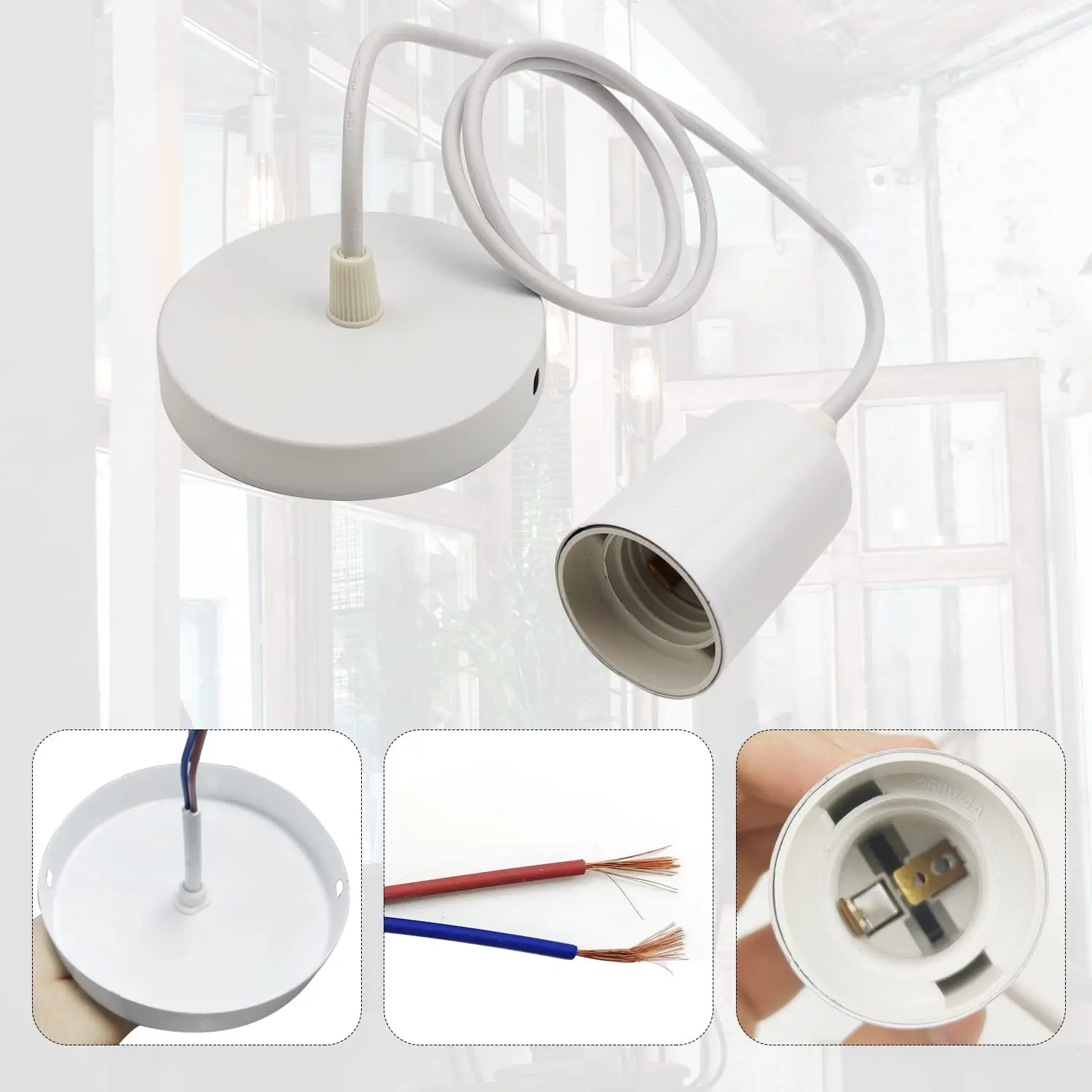 3M Led Base Pendant Lights E26 E27 Lamp Holder Socket 110V 220V Lamp E27 Base for DIY Retro Hanging Lamp Accessories