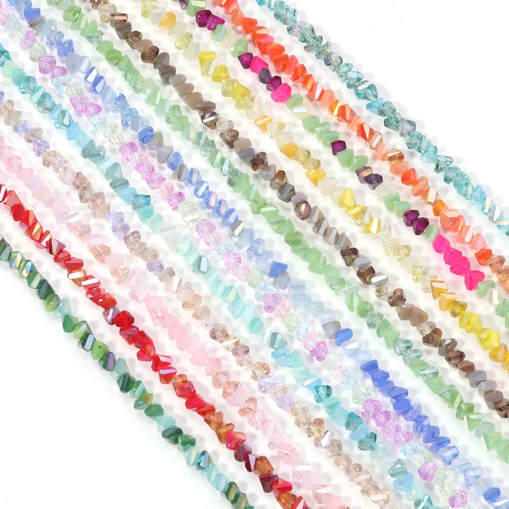 110Pcs Triangle Shaped Crystal Glass Beads 4mm Loose Spacers Glass Beads For Decoration Making DIY Handmade Crafts Accessories