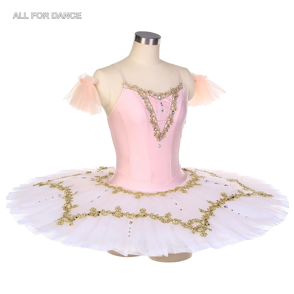 BLL506 Trajes de Ballet Preprofesionales para Niñas Adultas, Top de Spandex Lila con Falda Tutú de Tul Rígido