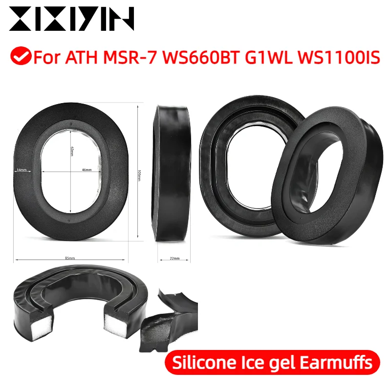 

XIXIYIN Replacement Silicone Ice gel Earpads for ATH MSR-7 WS660BT G1WL WS1100IS Headset Comfortable/Durable to Wear/washable
