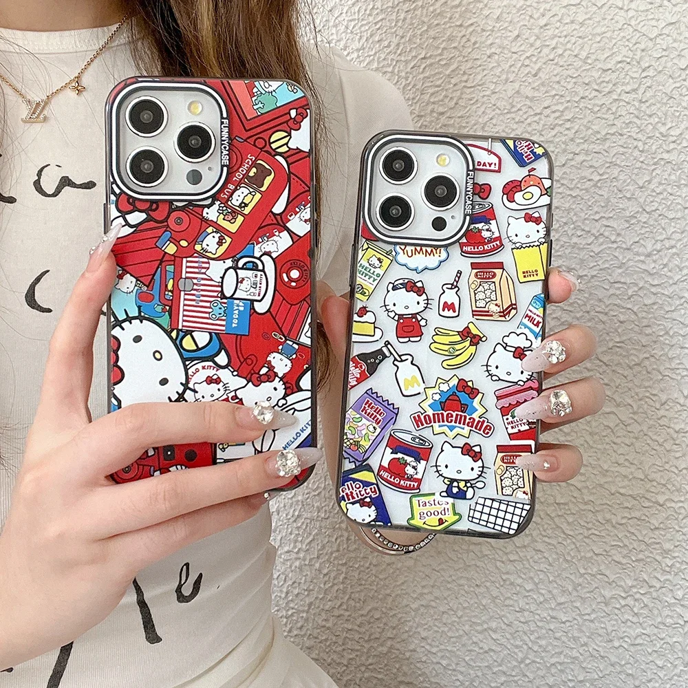 Kawaii Dessert Snacks Hello Kitty Phone Case for IPhone 16 15 14 13 12 11 Pro Max Drop-resistant Back Cover Y2k Girl Gift