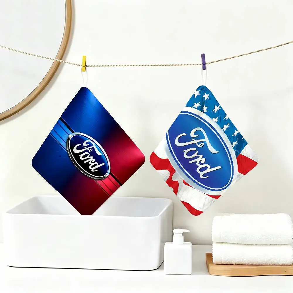 F-F-Ford-Mustang Polyester Cotton Hand Wiping Towel, Hanging Towel, Quick Dry for Kitchen Bathroom Daily Supplies