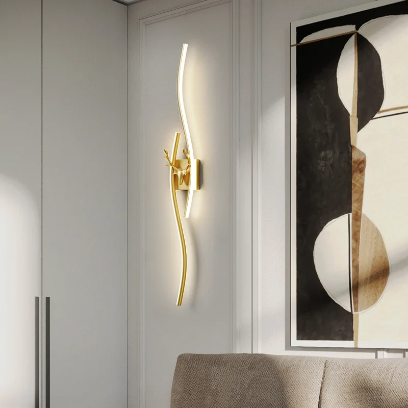Simple Led Wall Lamp Deer Horn Long Line Wall Lamp Bedroom Living Room Dining Room Tv Background Wall Decoration