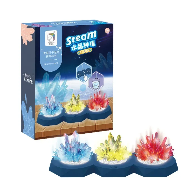 [مضحك] الأطفال زراعة الكريستال تجربة الاطفال العلوم LED ضوء البخار اللعب DIY تعلم ألعاب تعليمية هدية عيد ميلاد الطفل