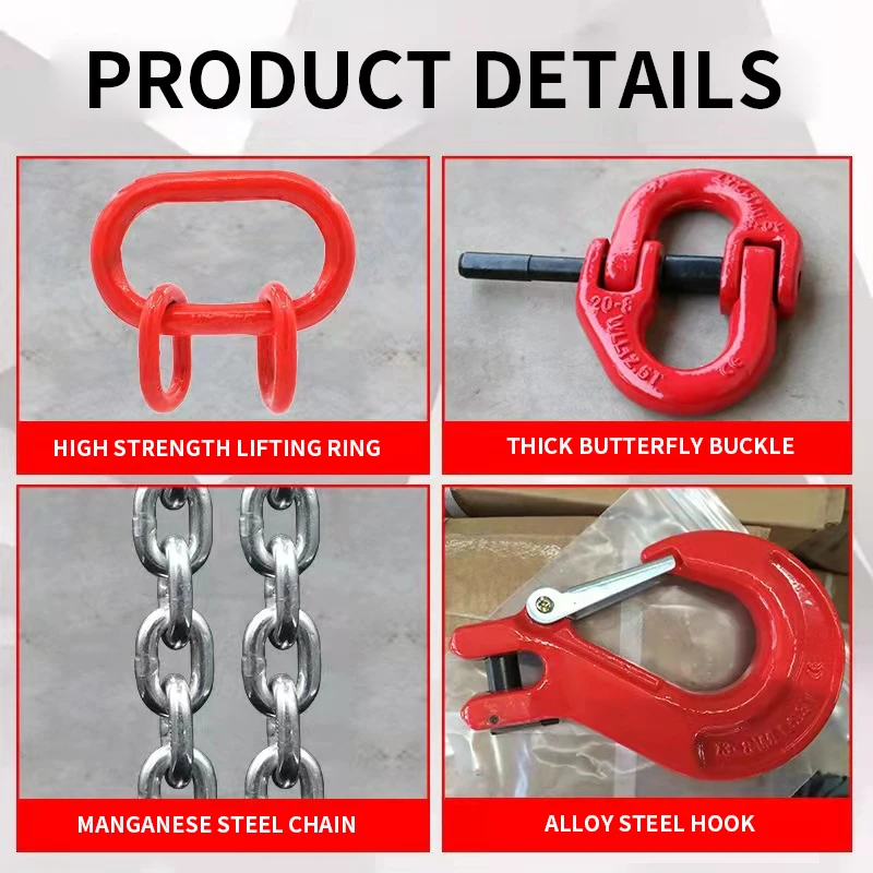 Alat tangan mengukur Rantai Rantai dengan 3T 2M 4 buah kait Rantai kerekan Blok penyimpanan Rantai Rantai