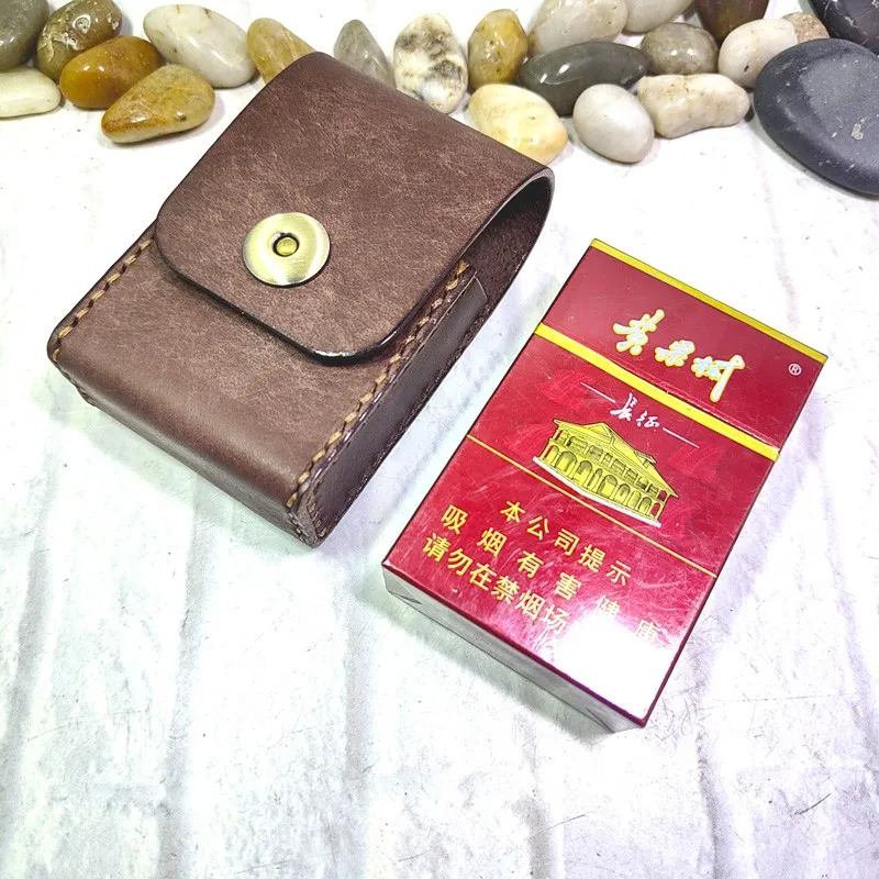 Blongk Hand-made Cigarette Case Waist Bag Leather Sheath Lighter Holster Belt Pack Men PD-XY image 2