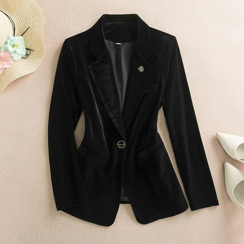 Fashion Long Sleeve Vintage Solid Color Women Blazer Casual Temperament Streetwear Chic All-match Blazer Clothing Tops