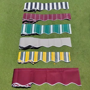 Kain Pengganti Tenda Teras yang Dapat Ditarik Jendela Kelambu Bergelombang Kain Kanopi Kerai Tahan Lama Strip Abu-abu Krem Tahan Air 12 kanopi luar ruangan penjualan terbaik - №