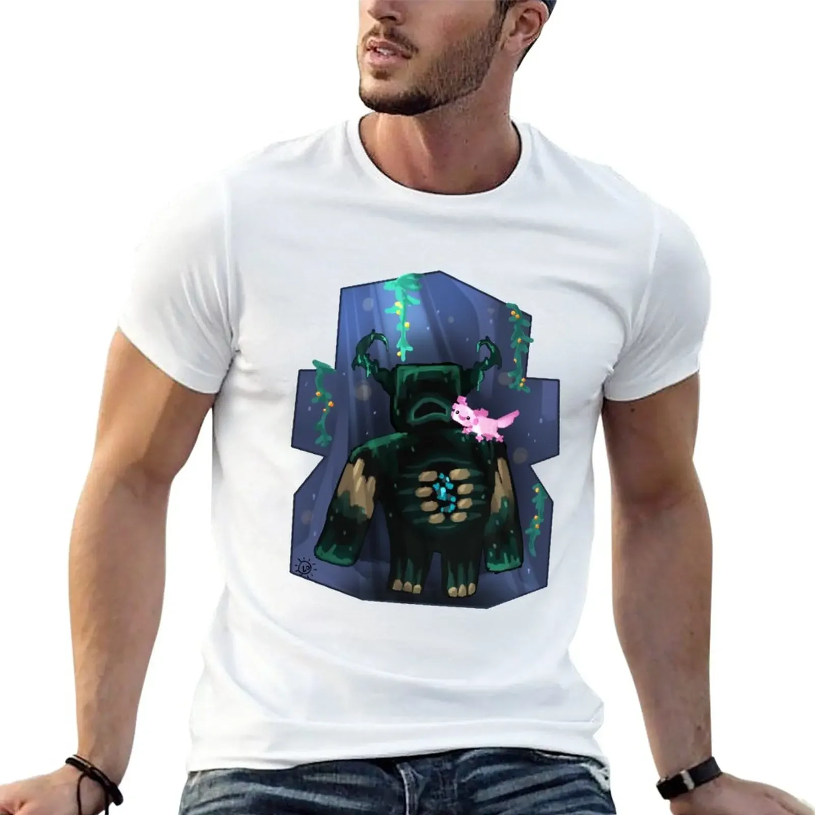 warden n axolotl T-Shirt oversized Short sleeve tee mens cotton t shirts