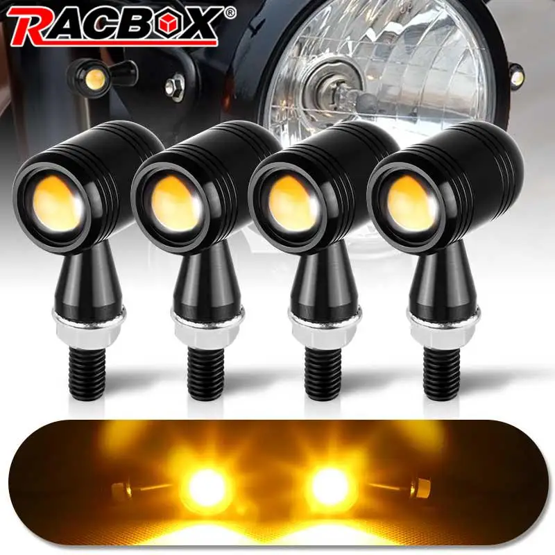 8mm Motorcycle LED Turn Signal Light CNC Indicator Amber Flasher Light Lamp For Cafe Racer Bobber Chopper Kawasaki Yamaha 12V