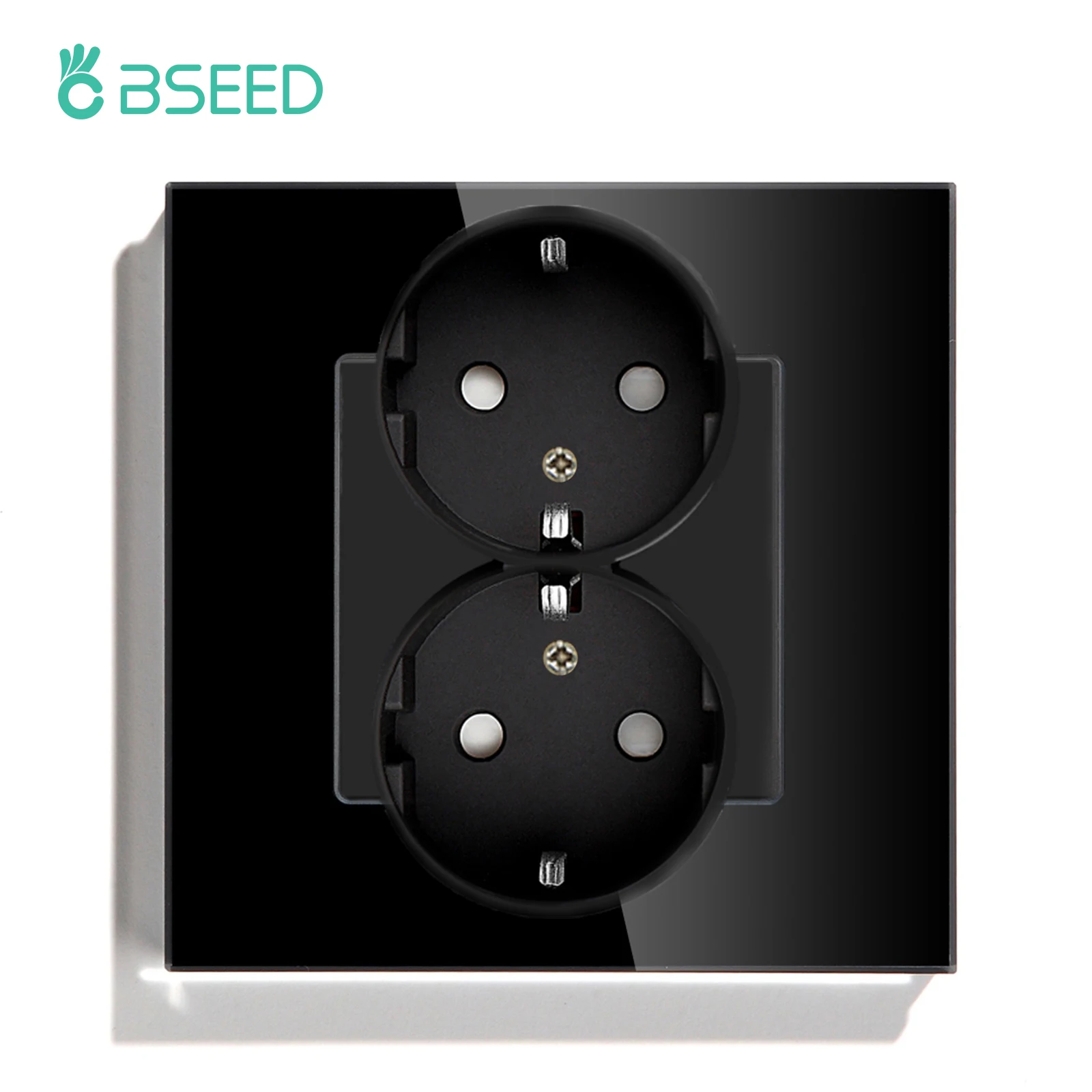 BSEED EU-Standard 1/2/3 Gang 2-Wege-Wand-Touch-Schalter Lichtsensor-Schalter Steckdose USB Typ-C Kristallglasscheibe 240 V Schwarz