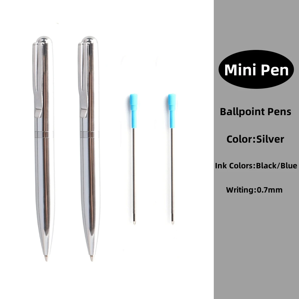 

Мини-шариковая ручка из металлического материала, вращающаяся маслянистая нержавеющая сталь, портативные металлические мини-ручки для школы, офиса, пишущая точка 0,7 мм