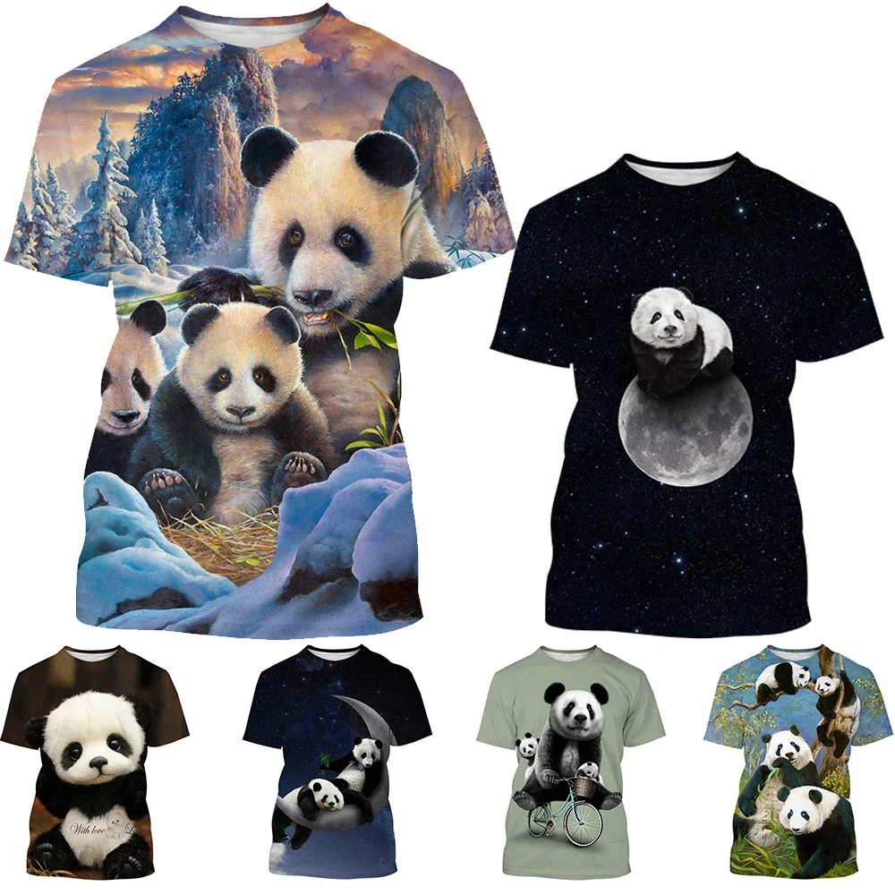 New Hot Fashion Animal Panda 3D Printed Men's and Women's T-shirt Casual Shirt Loose Round Neck Top