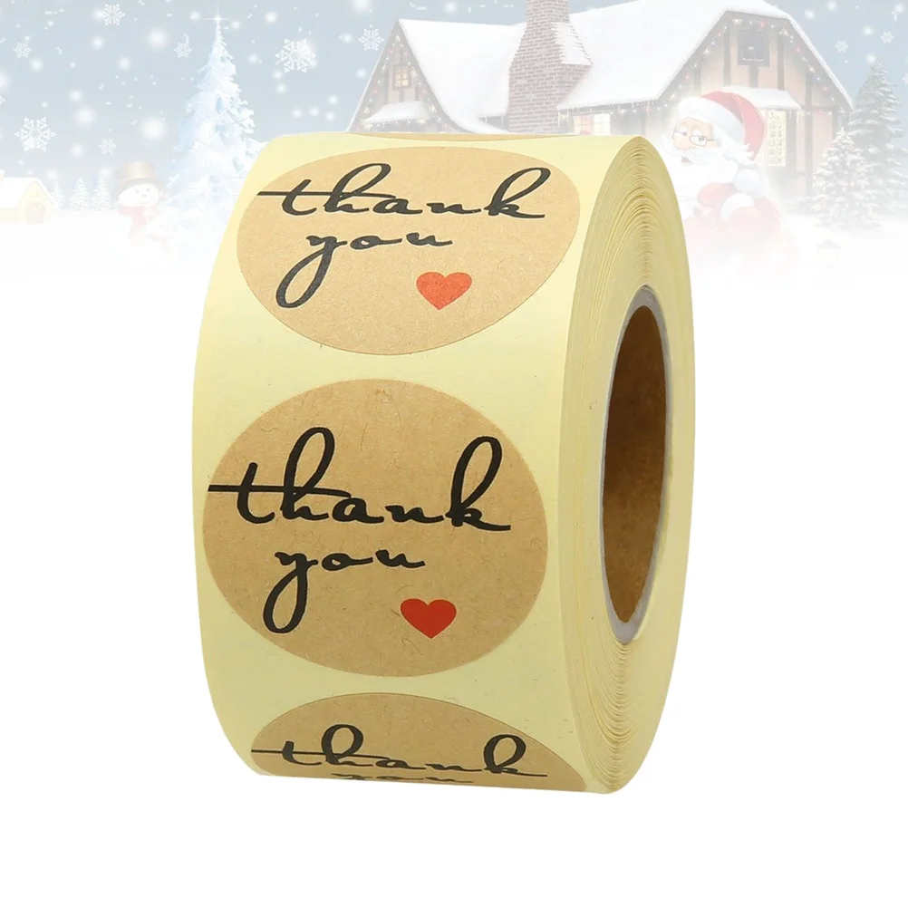 1 Rolle 500 Stück Kratzaufkleber Kraftpapier Danke DIY Handwerk Lebensmitteletiketten Selbstklebende abnehmbare Aufkleber Geschenkaufkleber