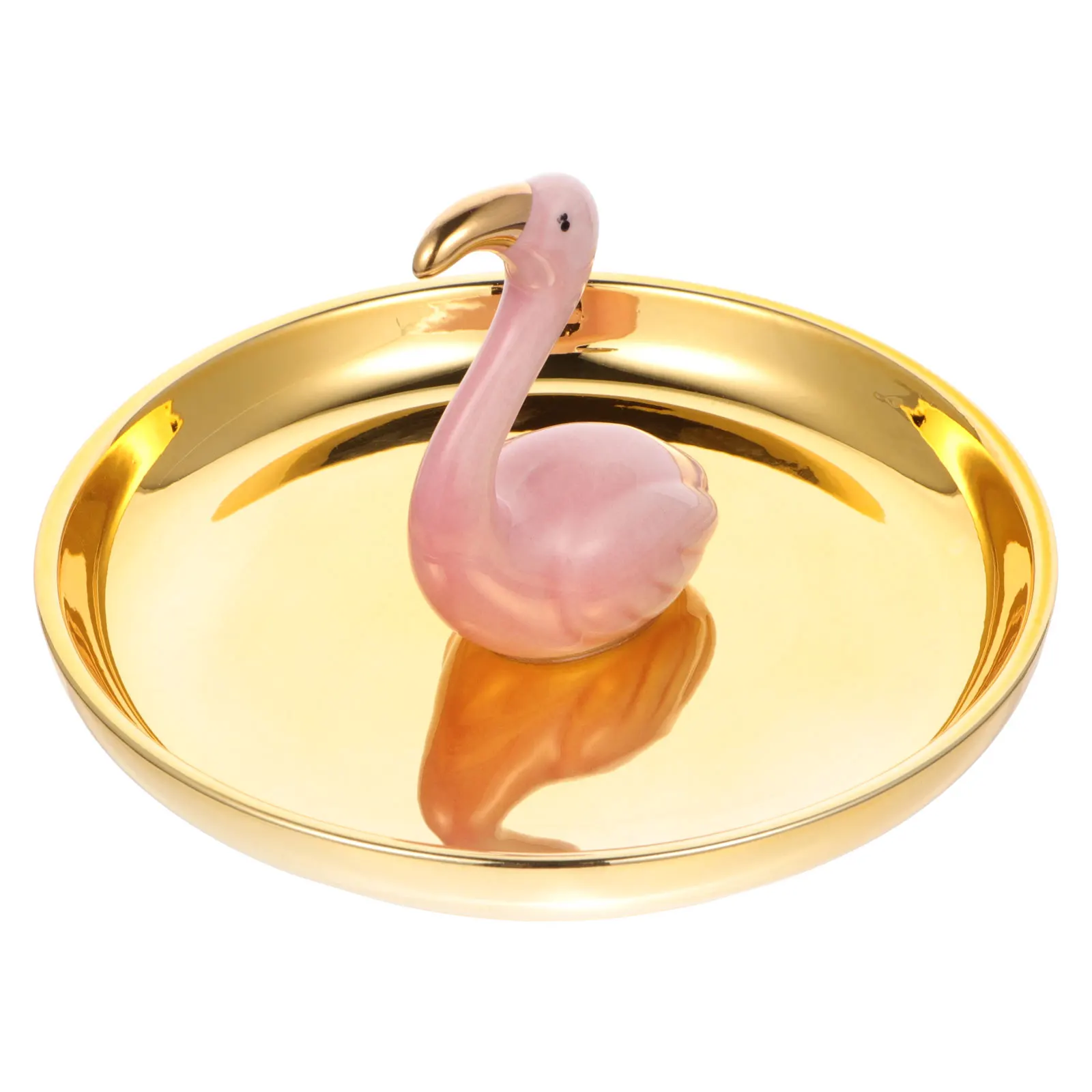 

Flamingo Jewelry Tray Ceramic Earrings Necklace Display Storage Dish Home Decor Premium Material Durability Safe Use Exquisite