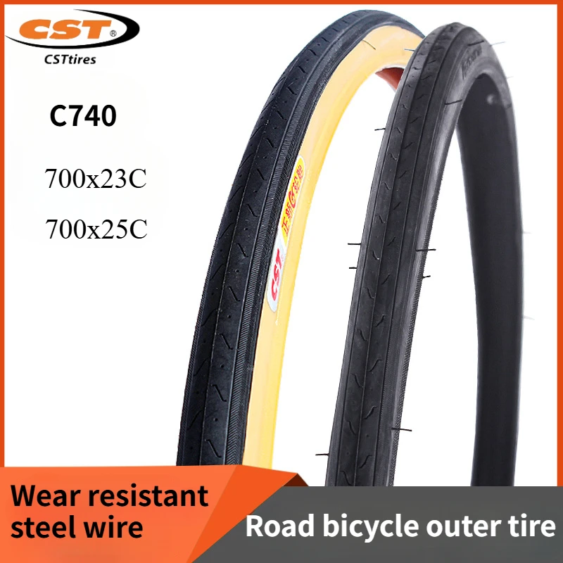 700C bicycle tires 700x23C Wear resistant and durable CST ultralight retro yellow side bike tyres C740 Road bike tire