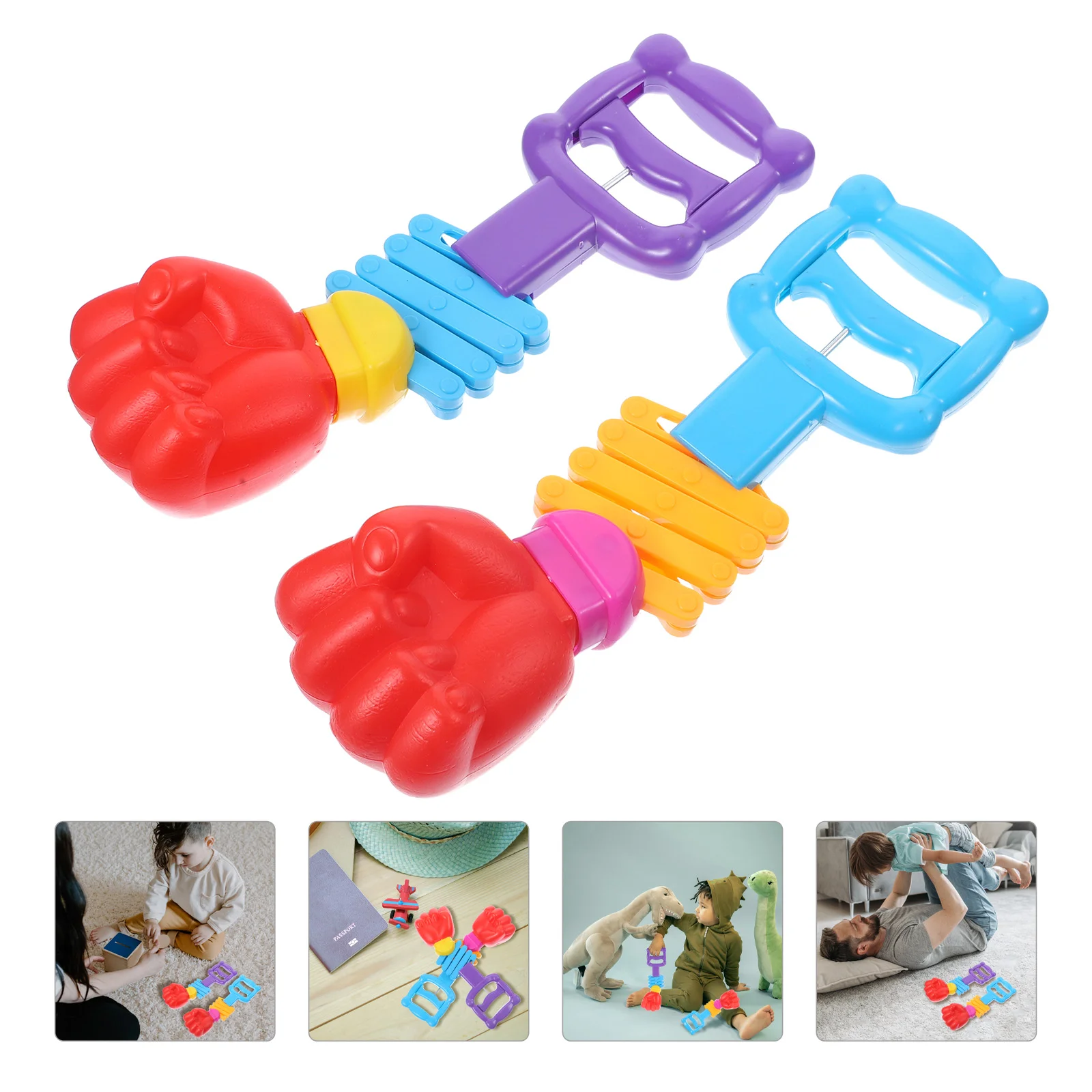 

2 Pcs Retractable Spring Telescopic Fist Toy Plastic Prank Kids Indoor Fun Cartoon Fists Toys 5 Pound Gifts Party