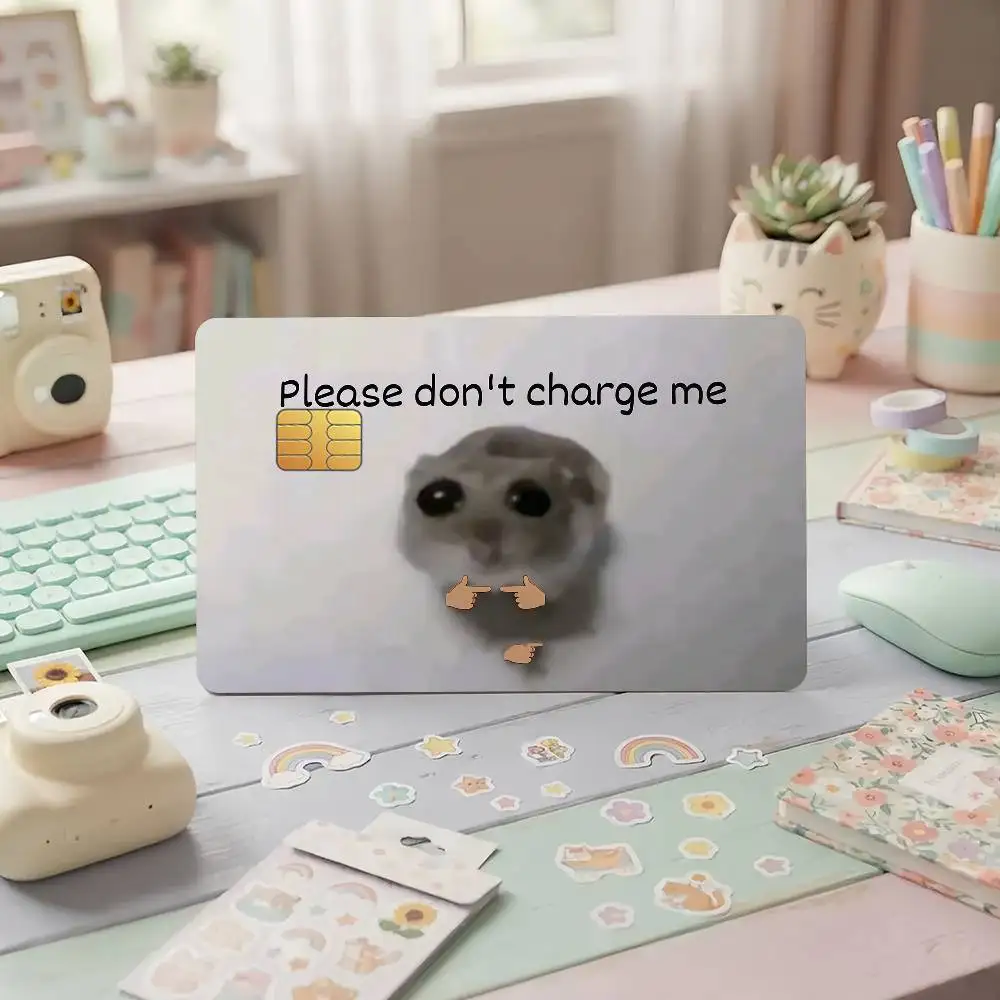 Sad Hamster Credit Card Skin Stickers For Bank Card Bus Metro Cards Waterproof Anti-Scratch Gift 4PCS