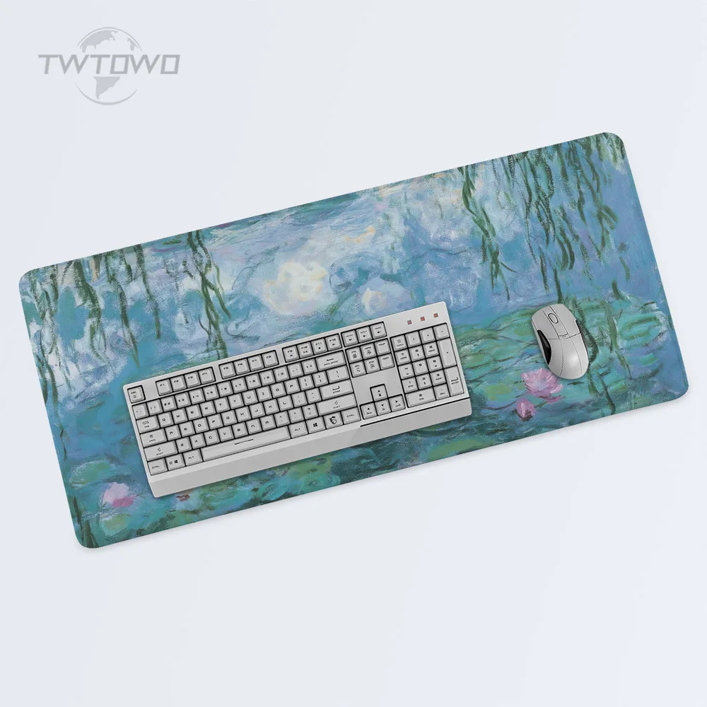 Mouse Pad Gamer Impressionist Water Lilies Monet XL Home Large Mousepad XXL Mouse Mat Non-Slip Office Carpet Table Mat