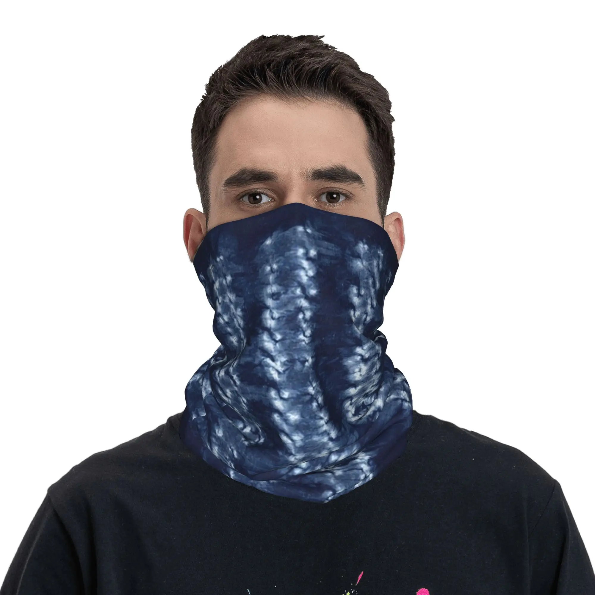 Textile Indigo Shibori Dyed Traditional Japanese Tie Dye Bandana Neck Cover Printed Wrap Scarf Headwear Outdoor Sports For Adult
