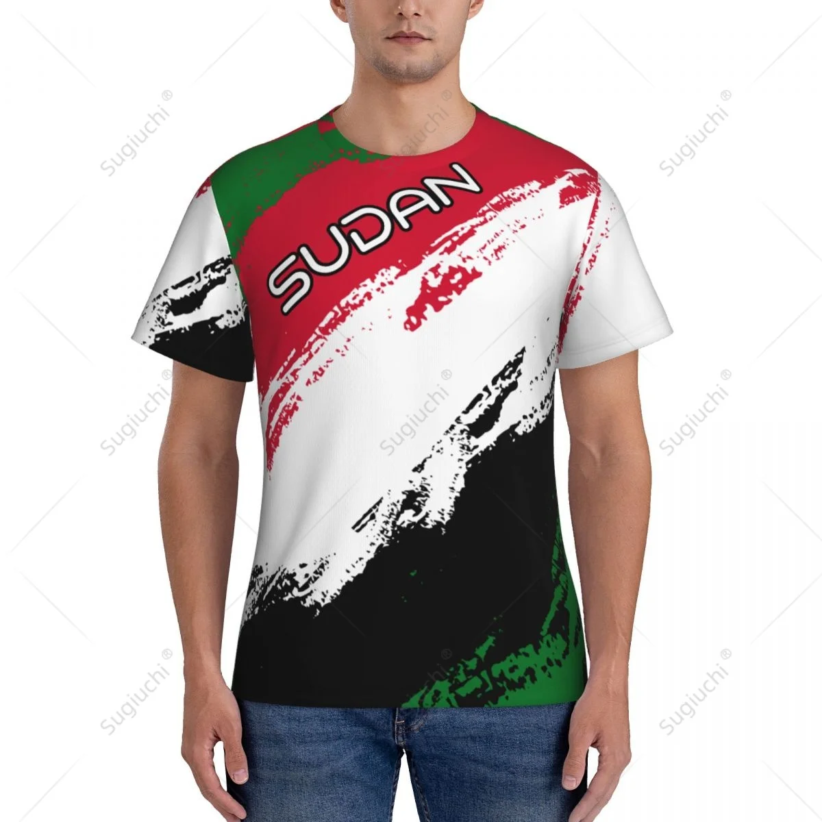 Custom Name Nunber Sudan Flag Color Men Tight Sports T-shirt Women Tees jersey For Soccer Football Fans