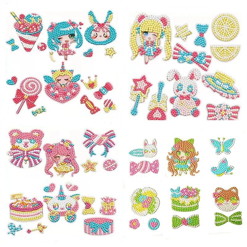 Children's DIY Diamond Painting Handmade Material Pack Colorful Cartoon Stickers Decorations Educational Toys Gift For Girls