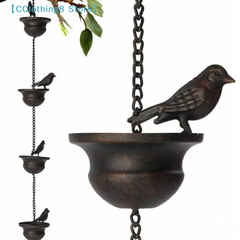 1Pcs Rain Catche Metal Downspout Tool 60/80/100/240cm Creative Birds Iron Rain Chains For Gutters Roof Gutter Decor【AliS8】