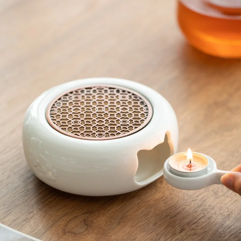 Multifunction Warm Tea Stove Flower Teapot Candle Tea Stove Simple Ceramic Base Hotel Restaurant Roast Orange Heating Tea Boiler