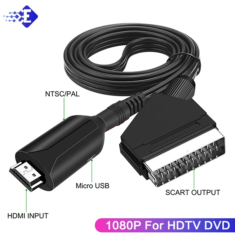 Hdmi-Compatibel Naar Scart-Kabel Scart-Hdmi-Compatibele Output Upscale Converter Signaaladapter Hd-Ontvanger Dvd Tv Plug And Play