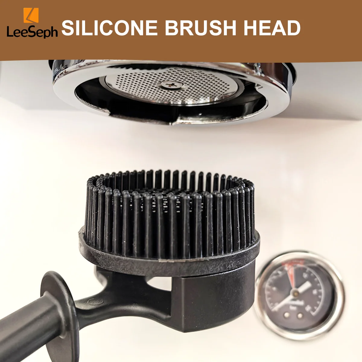 Leeseph Latest Coffee Machine Cleaning Brush, Espresso Group Head Cleaning Brush, Detachable Silicone Bristles, Cleaning Tool