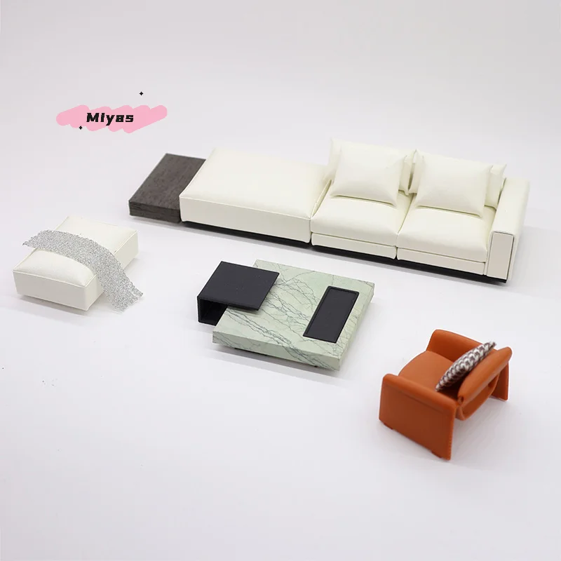 

Miniature Sofa And Tea Table Set for 1/20 1/25 Scale Dollhouses Simulation Dollhouse Furniture Model Decoration