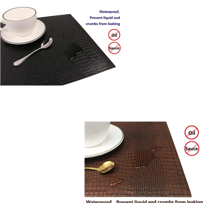 หนัง Hardboard Placemats จระเข้ PU รูปแบบตาราง Mats ความร้อนคราบทน Pad สำหรับ Office ตาราง Dining Decor