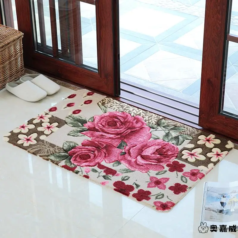 

Дверной коврик с розовым узором для домашнего использования, противоскользящий, впитывающий воду, для кухни, ванной, прихожей, спальни, для входной двери