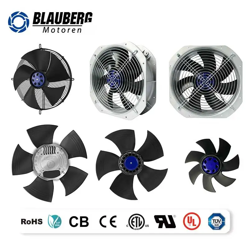 Kipas Aksial EC Senyap 200mm 230V 55W Kipas Sentrifugal Baling-Baling Plastik Berbantalan Bola untuk AC OEM ODM