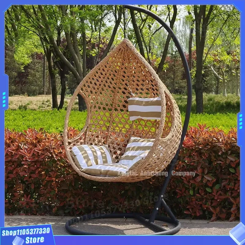 Modern PE Rattan Hanging Rocking Chair Single Cradle for Bedroom Balcony Indoor Outdoor Use Durable Wicker Swing Seat