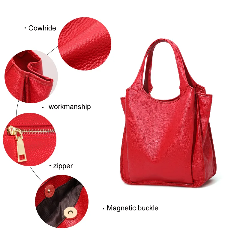 Aidrani Genuine leather women\'s handbag large capacity and high quality cowhide underarm shoulder bag