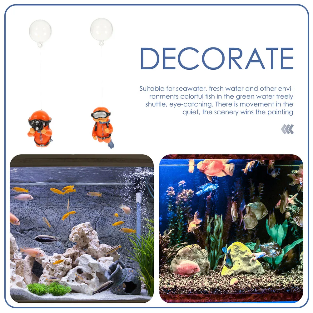 

2pcs Adorable Divers Cartoon Figures Ornaments Decorations Lovely Decor Simulation Office Fish Tank Statue Aquarium Decor Small