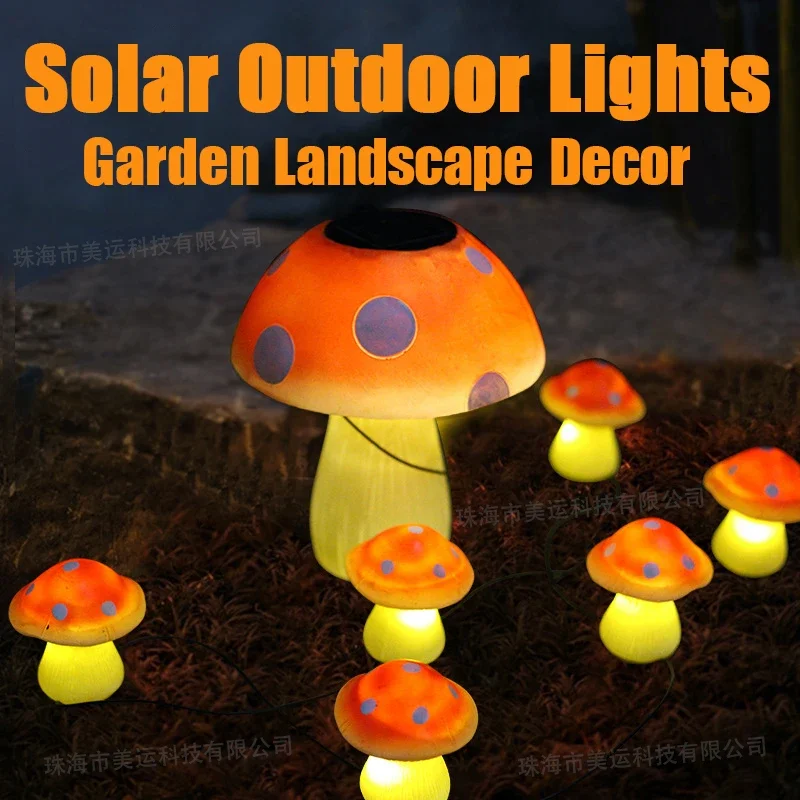 

LED Mushroom Solar Lights String Outdoors Courtyard Gardens Lawn Layout Lawn Waterproof Landscape Farm Villa Balcony Decor Lamps